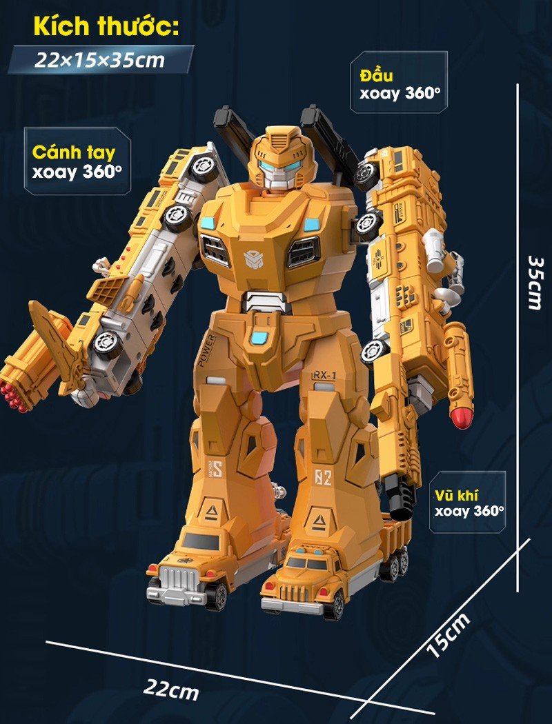 🤖MÔ HÌNH ROBOT BIẾN HÌNH CỠ LỚN 35CM (XOAY 360 ĐỘ)